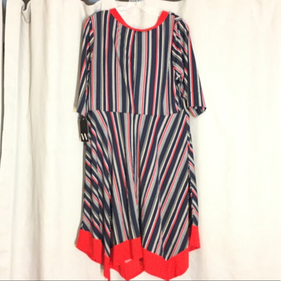 Worthington Wrapper Red & Blue Striped Dress Sz 2X - Picture 2 of 6